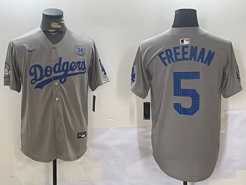 Men Los Angeles Dodgers #5 Freeman Grey Game 2024 Nike MLB Jersey style 1120